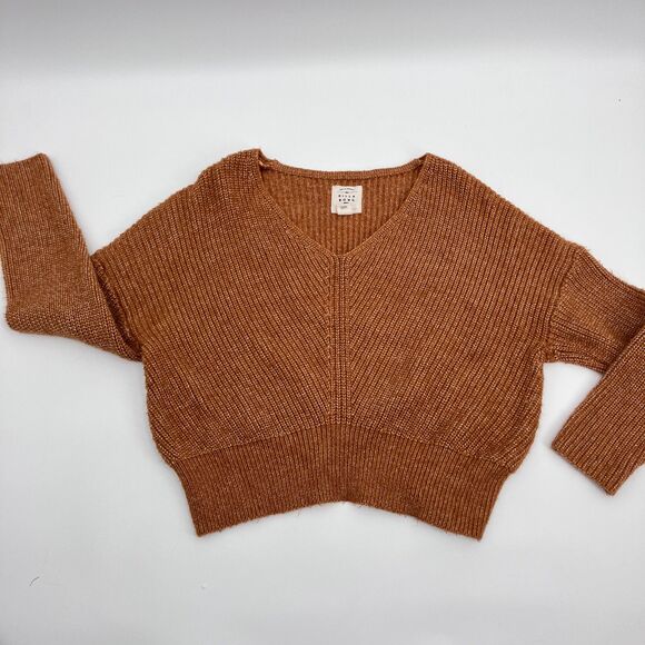 Billa Bong Burnt Orange Oversized Chunky Knit Cropped Sweater sz S Cozy - Picture 1 of 9